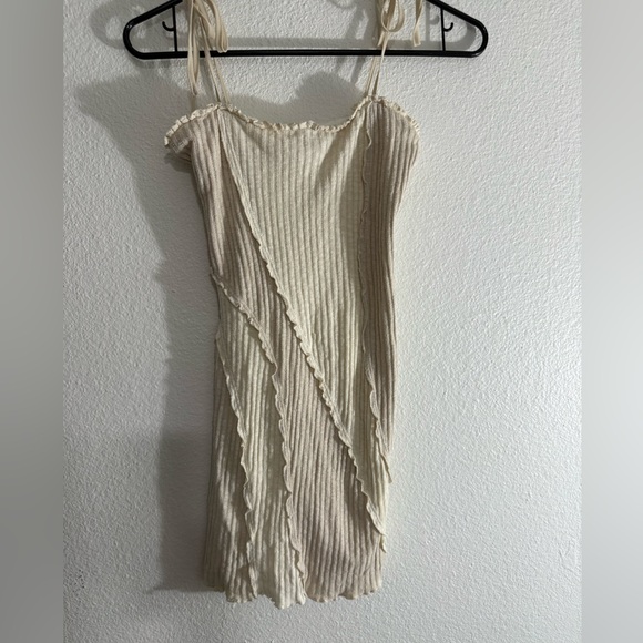 Urban Outfitters Cream Ribbed Mini Dress - Picture 2 of 5